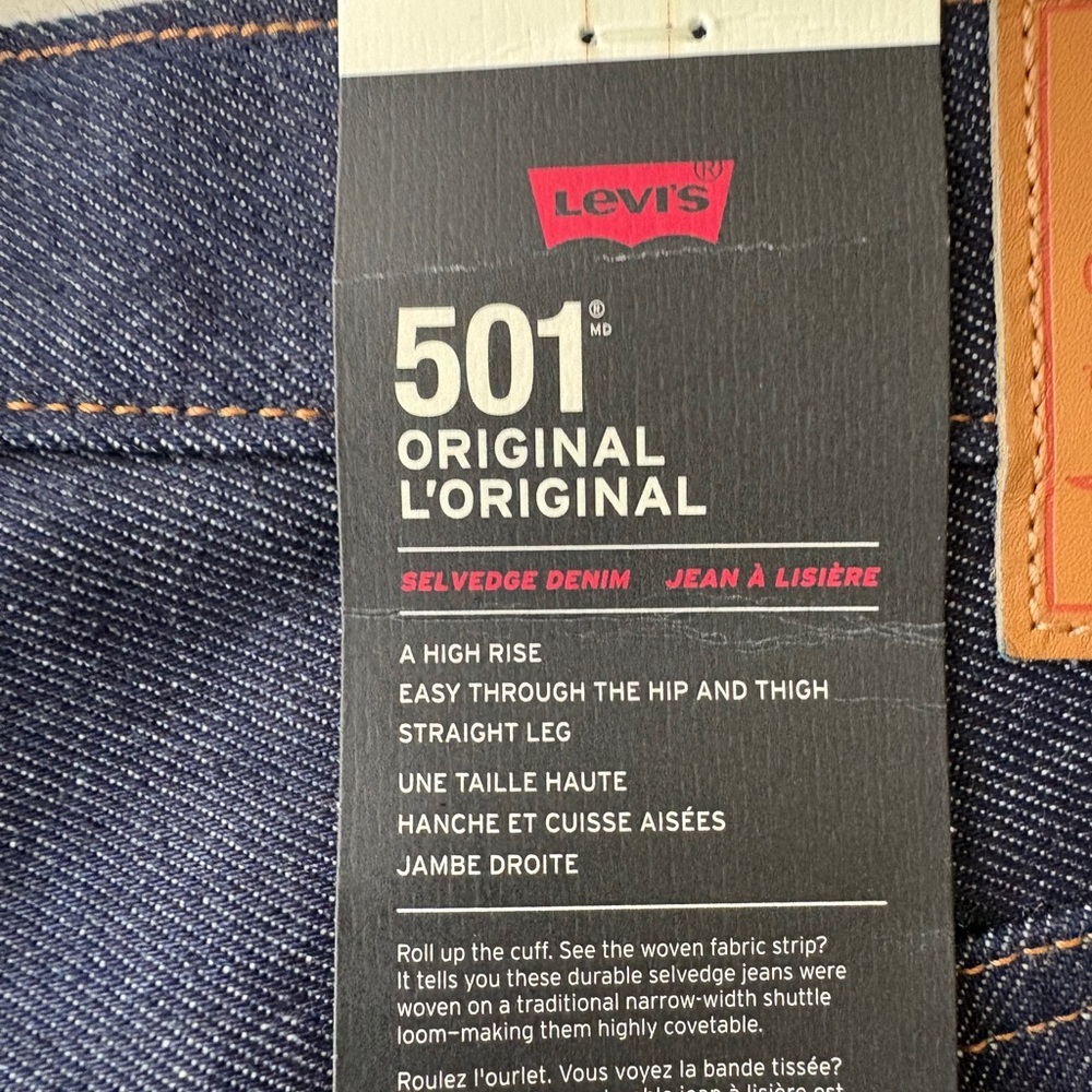 NWT Levis's 501® Selvedge Dark Wash Jeans - Picture 9 of 15